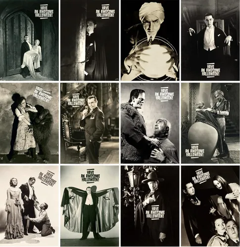 Vista 2 de PIXILUV BELA LUGOSI HALLOWEEN Tarjetas de felicitación 12 tarjetas grandes ~ Bela Lugosi Drácula Silent Film Stills Photos ~ Reimpresión de postales