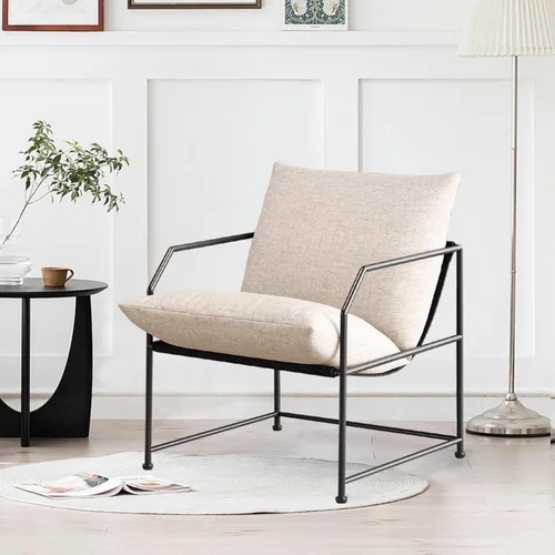Vista 13 de Silla de acento para sala de estar, sillas cómodas de lectura para dormitorio, silla de salón tapizada, silla de brazo moderna de mediados de siglo