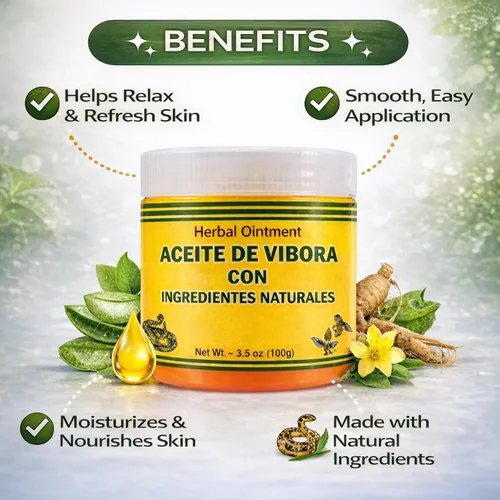 Vista 4 de Pomada De Aceite De Vibora Con Veneno De Abeja 3.5 oz.