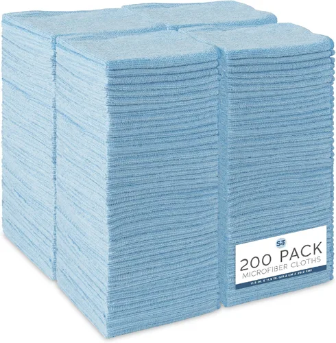 Vista 10 de S&T INC. Paquete de 50 paños de limpieza de microfibra, toallas de microfibra a granel para el hogar, toallas de tela reutilizables y sin pelusa