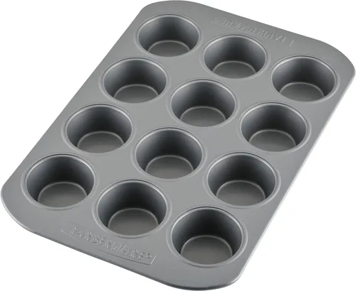 Vista 10 de Farberware, utensilio para hornear antiadherente, asadera para muffins (12 copas), color gris, Sartén para muffins, 12 tazas, ninguno , Gris