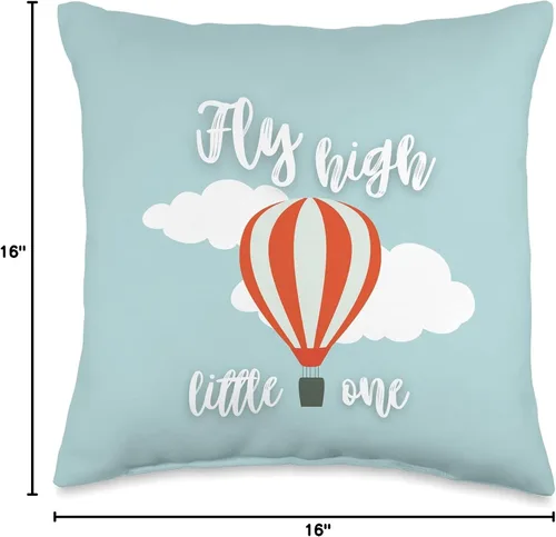 Vista 4 de Fearless Fly High Little One Cute Decor Baby & Kids - Almohada de globo de aire caliente, 16.0 x 16.0 in, multicolor