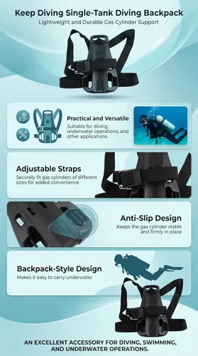 Vista 3 de Correa de tanque de buceo ajustable, diseño antideslizante estable para soporte seguro de botella de oxígeno, accesorio de buceo duradero