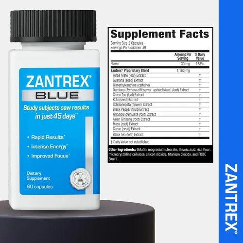 Vista 9 de Zantrex Blue Energy & Thermogenesis Boost Energy Suplemento de pérdida de peso para control del apetito, aumento de la quema de calorías y apoya
