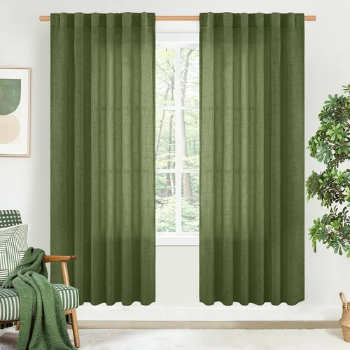 Vista 39 de BGment Cortinas cortas de lino marfil de 36 pulgadas de largo para ventanas de cocina, pequeñas cortinas texturizadas rústicas para café sobre