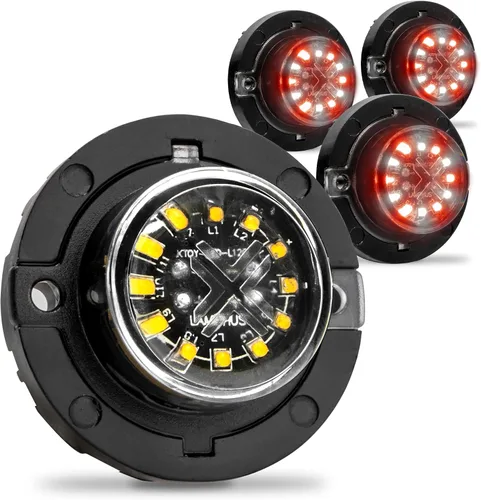 Vista 12 de Lamphus SnakeEye III Ámbar Azul 12W LED Luz estroboscópica oculta [Clase SAE 1] 12V Bombilla redonda impermeable de 1 pulgada para parpadeo de azul