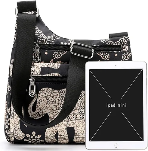 Vista 2 de Stuoye - Bolsa de nailon multibolsillos para mujer, cruzada, bolsa-monedero, para viajes