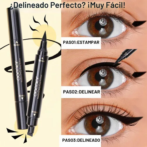 Vista 2 de docolor Sello de delineador de ojos de doble cara, lápiz delineador de ojos líquido con ala, resistente al agua, a prueba de manchas, de larga