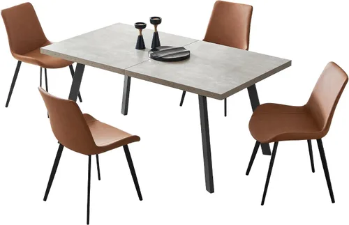 Vista 6 de Zerifevni Juego de mesa de comedor de 5 piezas, mesa de cocina moderna de 46 pulgadas con 6 sillas de comedor para 4, mesa de comedor expandible