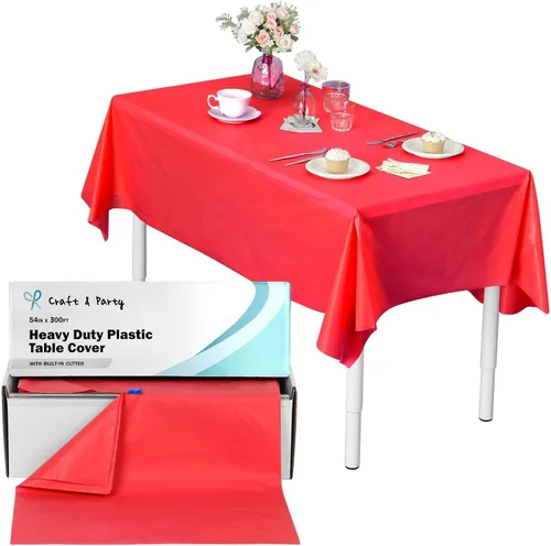 Vista 43 de Rollo de plástico para cubierta de mesa color verde manzana, 40 pulgadas x 100 pies, rollo de plástico resistente para cubierta de mesa de banquetes