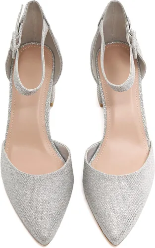 Vista 5 de LAICIGO - Zapatos puntiagudos de tacón para mujer, sandalias D'Orsay de tacón grueso con hebilla en el tobillo