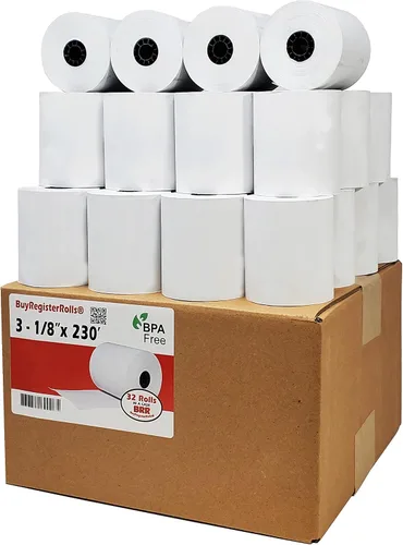 Vista 10 de (10 Rolls) 3 1/8 x 230 thermal paper square POS cash register thermal receipt paper rolls bpa free BuyRegisterRolls