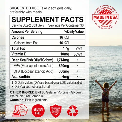 Vista 4 de NANOWELL Aceite de pescado Omega-3 rojo 1714 mg Omega 3 Suplemento