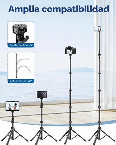 Vista 6 de Soporte de trípode para teléfono, trípode de teléfono celular de 85