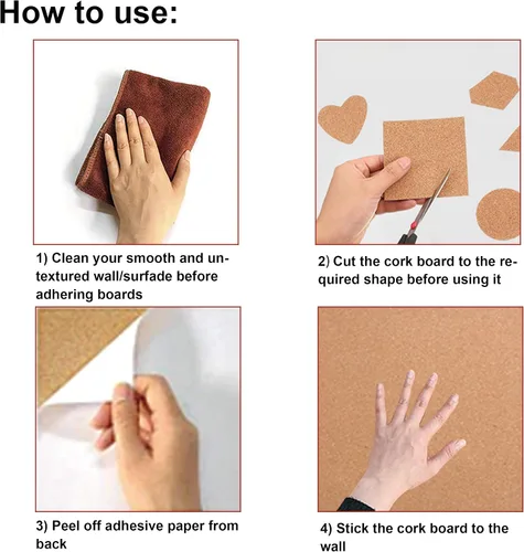 Vista 6 de SUNGIFT Rollo de tablero de corcho de 0.315 in de grosor 50 x 16 pulgadas Cork Rolls Bulletin Boards Self-Adhesive, Natural Cork Tiles, 100 Push