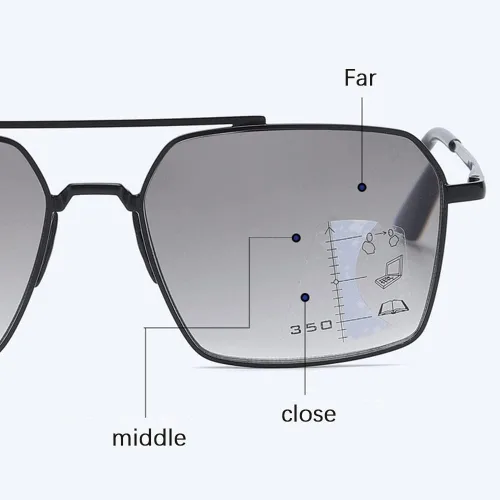 Vista 5 de Gafas de lectura para exteriores 2.0, lentes de sol fotocromáticas progresivas multifocal, lector de computadora, lentes de marco de metal negro