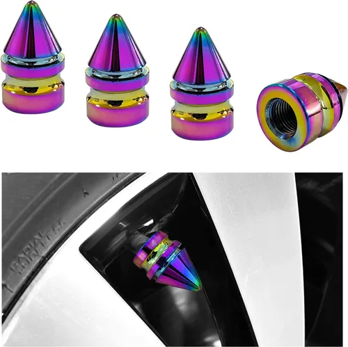 Vista 7 de Ziciner 4 piezas de tapas de válvula de neumático para automóvil, accesorios de aleación de aluminio con puntas, cubiertas de válvula de rueda