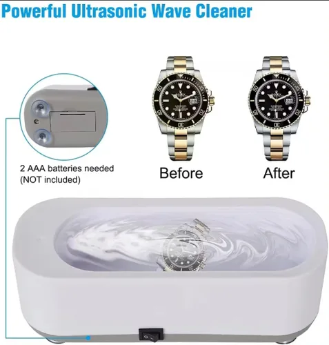 Vista 5 de EverZone Limpiador ultrasónico de joyas, limpiador de relojes, máquina profesional con frecuencia de 47 KHz y capacidad de 10.1 fl oz, temporizador
