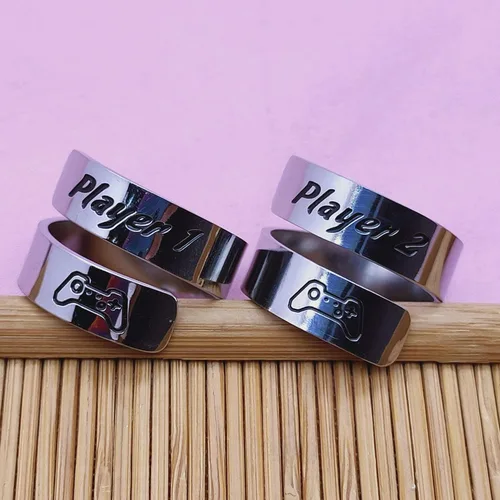 Vista 2 de HOFOYA Anillos inspiradores ajustables de acero inoxidable, anillos de grabado, joyería motivacional, graduación, San Valentín, regalos