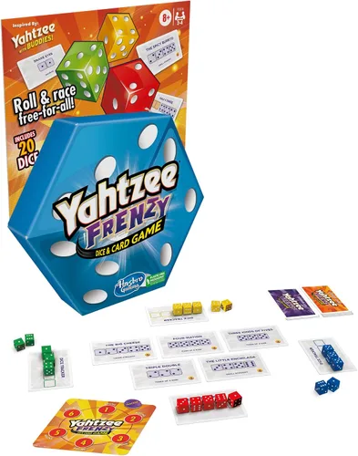 Vista 10 de Hasbro Gaming Yahtzee Frenzy Juego de dados y cartas, juego de dados de ritmo rápido, juegos de cartas para familias y niños, juegos familiares