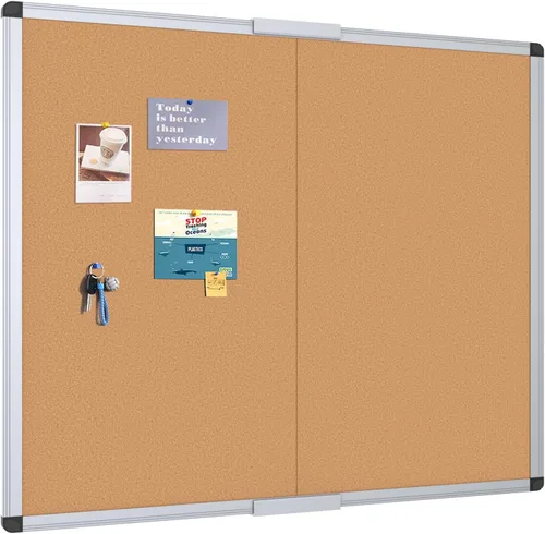 Vista 7 de VIZ-PRO Tablero de anuncios de corcho, 48 X 24 pulgadas, marco de aluminio plateado