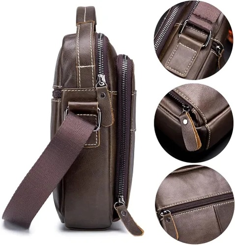 Vista 4 de KPYWZER Bolso bandolera de cuero para hombre