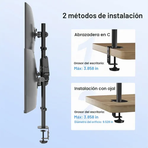 Vista 7 de Pholiten - Soporte de escritorio con brazo para monitor cuádruple para pantallas de máximo 32