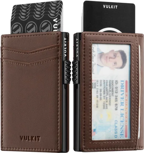 Vista 32 de VULKIT Billeteras delgadas para hombre, con bloqueo RFID, diseño minimalista con capacidad para hasta 11 tarjetas, Negro -, Minimalista