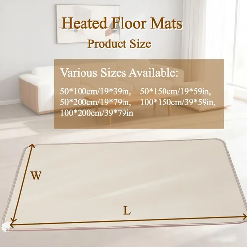 Vista 2 de Adjustable Temperature Heated Floor Mat, Heating Mat 60 Gear Adjustment Temperature & 12H Timing, Electric Heated Area Rug, for Home Office Study