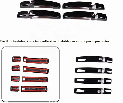 Vista 8 de Cubierta de manija de puerta en negro brillante para Land Rover Range Rover Sport 2010-2013 / Discovery 4 LR4 2009-2016 con 4 cerraduras inteligentes