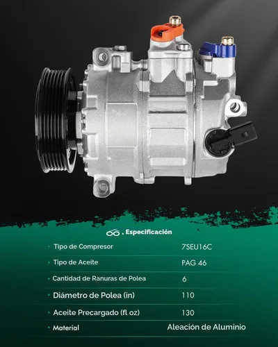 Vista 8 de SCITOO Compresor de CA para Audi A3 2.0L 2006-2007, compresor de aire acondicionado de enfriamiento rápido para Volkswagen Beetle 2.0L 2012-2017