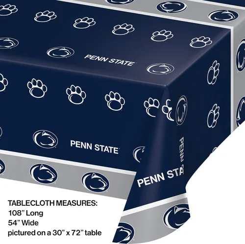 Vista 2 de Creative Converting Penn State Nittany Lions - Mantel de plástico para mesa de banquete, 54 x 108 pulgadas