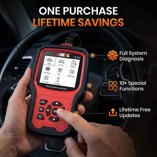 Vista 2 de ANCEL VD700 OBD2 Herramienta de lectura de códigos de diagnóstico y escaneo Compatible con Volkswagen Audi VW Skoda Seat, escáner OBD11 de todas