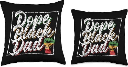 Vista 3 de Freedom Pride African American Juneteenth Papa Dope Black Dad Africa Juneteenth 1865 American Father Daddy Throw Pillow, 16x16, Multicolor