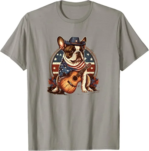 Vista 19 de Camiseta divertida de Bulldog francés con música country y roeo, Negro
