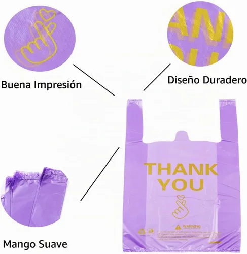 Vista 3 de ysmile Bolsa de plástico para comestibles con diseño de agradecimiento Bolsa de compras de plástico para pequeñas empresas Bolsa de alimentos