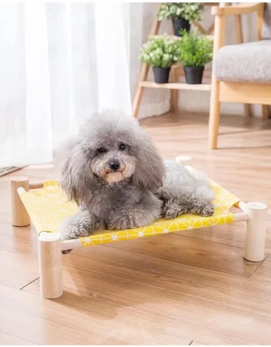 Vista 7 de Cama elevada para gatos y perros pequeños, 21 x 19 pulgadas, hamaca elevada para perros y gatos, conejos