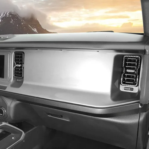 Vista 7 de Cubierta de anillo lateral de ventilación de aire para consola central compatible con Ford Bronco 2021-2025+ (fibra de carbono)