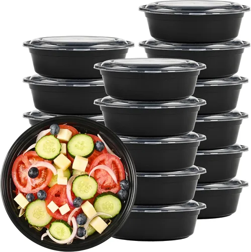 Vista 7 de LOKATSE HOME Recipientes redondos de 32 onzas con tapas, paquete de 150 unidades, caja Bento para almacenamiento de alimentos, microondas