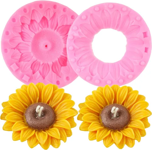 Vista 12 de Moldes de silicona de girasol para fondant de hojas de girasol para decoración de pasteles de caramelo de chocolate, decoración de cupcakes, pasta