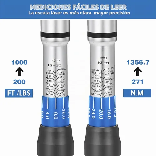Vista 3 de BULLTOOLS Llave dinamométrica de clic de accionamiento de 1 pulgada, juego de llaves dinamométricas ajustables de doble escala con una llave