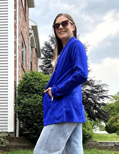 Vista 4 de ELESOL Chaquetas tipo blazer para mujer, manga larga, frente abierto, trajes casuales de negocios, trajes de trabajo, chaquetas con bolsillos