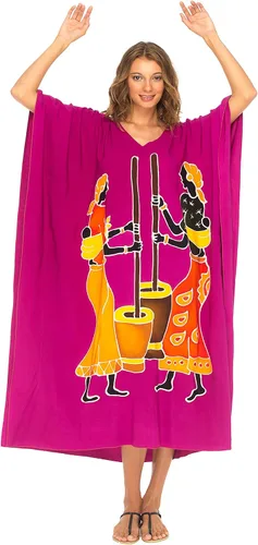 Vista 2 de SHU-SHI Vestido largo de caftán para mujer, vestido largo de playa, vestido casual de talla grande