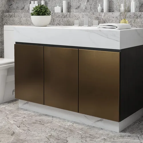 Vista 3 de LACHEERY Papel tapiz dorado marrón brillante para despegar y pegar, papel tapiz metálico de bronce, papel adhesivo moderno de metal brillante