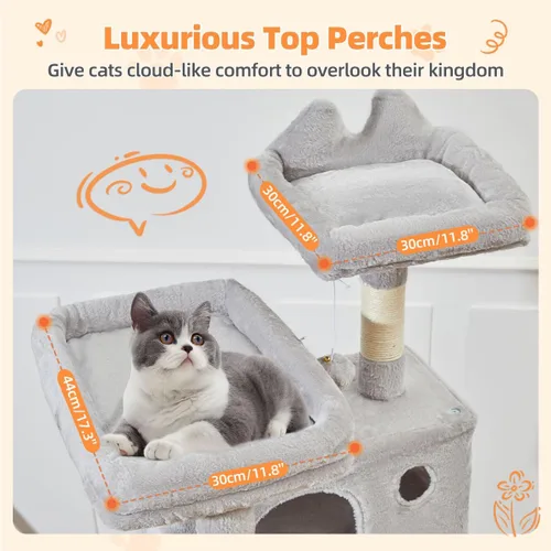Vista 15 de Taoqimiao Árbol para gatos de 57.5 pulgadas, torre para gatos de interior para adultos, condominio extragrande para gatos, 8 postes rascadores