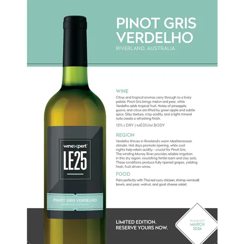 Vista 5 de LE25 Australia Pinot Gris Verdelho 14L - Wine Ingredient Kit by Winexpert