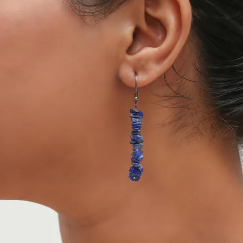 Vista 5 de Natural Peridot Chips Crystal Earring, August Birthstone Jewelry Healing Crystals Gemstone Jewelry (Peridot)