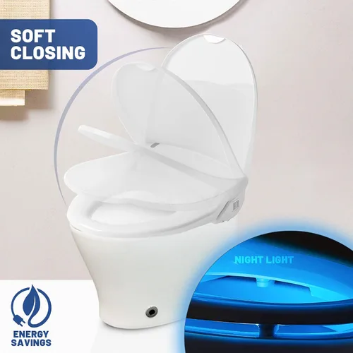 Vista 5 de J-2 Bidé eléctrico inteligente para asiento de inodoro, se adapta a inodoros redondos, agua tibia, asiento de inodoro con bidé calentado, secadora