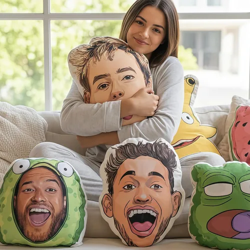 Vista 2 de LOVELYPOD Almohada facial personalizada, regalos para novio, novia, almohada de fotos personalizada, regalo divertido para pareja para cumpleaños