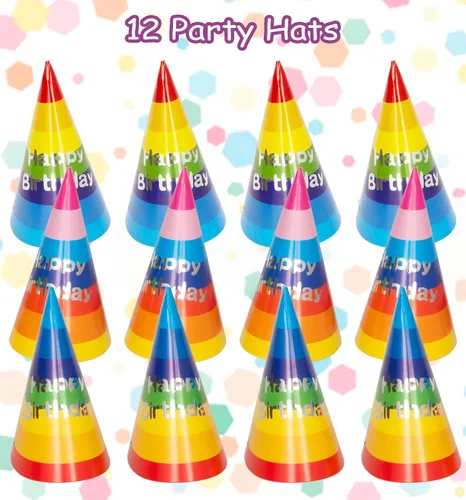 Vista 6 de Tigerdoe Sombreros de fiesta de cumpleaños, juego temático de feliz cumpleaños, suministros para fiestas y decoración, juego de 36 piezas, 12